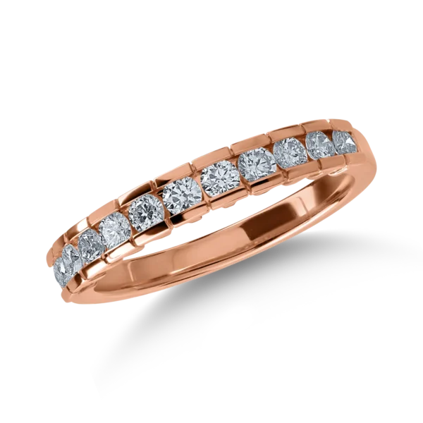 Inel semi eternity din aur roz cu diamante de 0.5ct