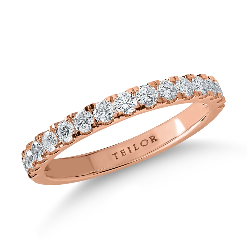 Inel semi eternity din aur roz cu diamante de 0.5ct