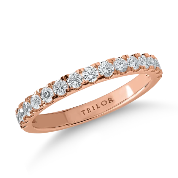 Inel semi eternity din aur roz cu diamante de 0.5ct