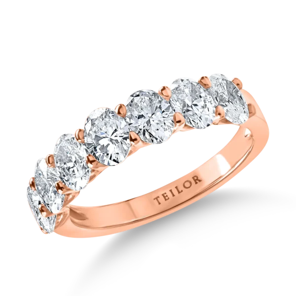 Inel semi eternity din aur roz cu diamante oval de 2.2ct