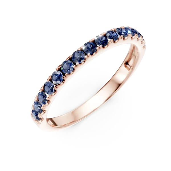 Inel semi eternity din aur roz cu safire de 0.4ct