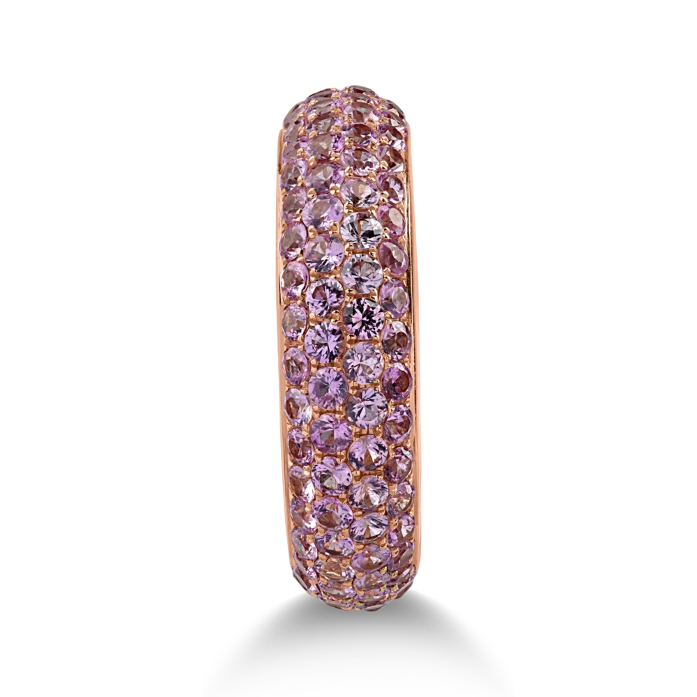 Inel semi eternity din aur roz cu safire roz-deschis de 1.81ct - imagine 2