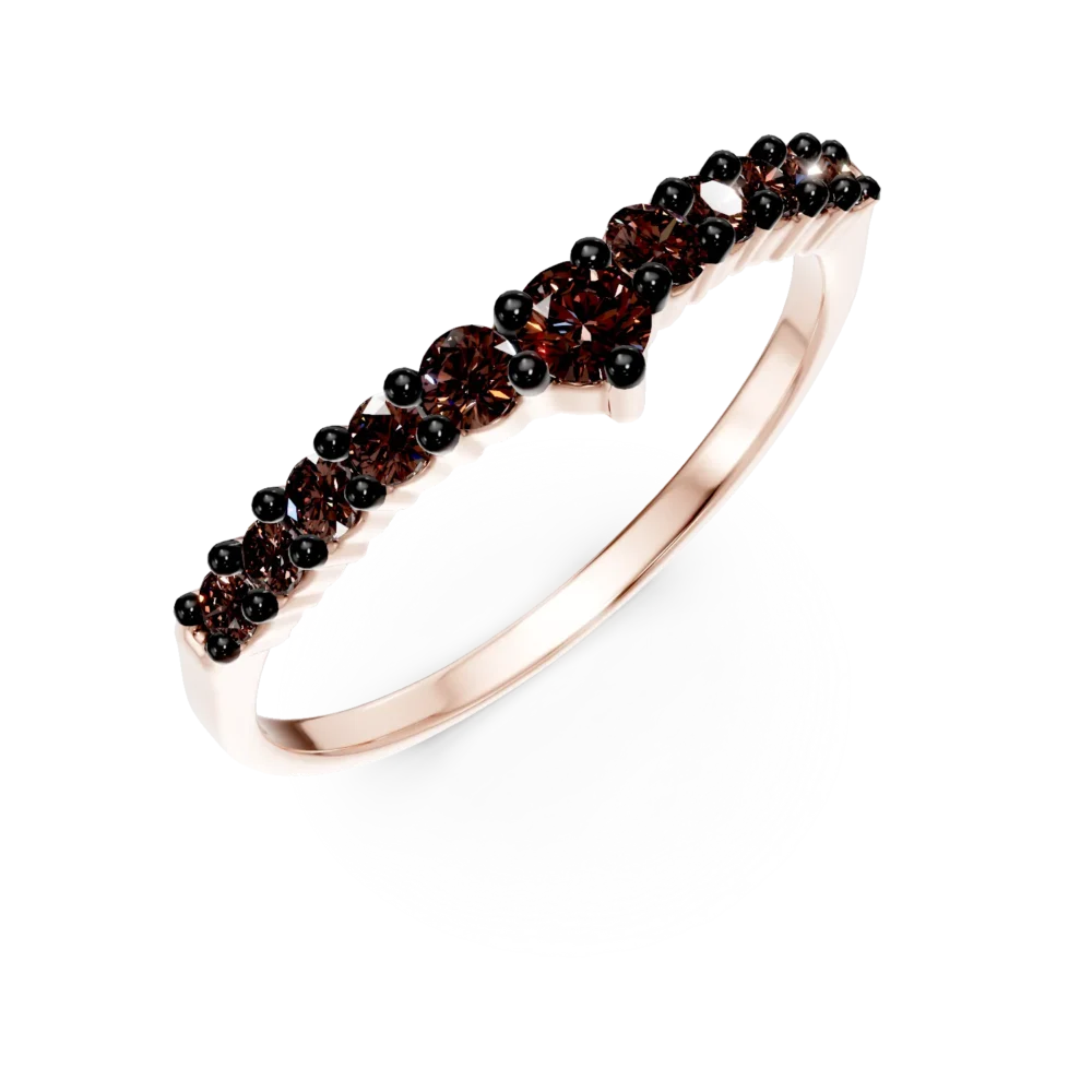 Inel semi eternity din aur roz cu zirconia microsetting