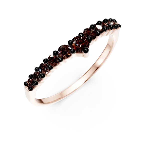 Inel semi eternity din aur roz cu zirconia microsetting