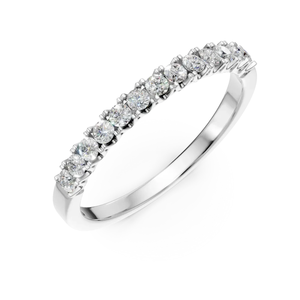 Inel semieternity din aur alb cu diamante de 0.2ct