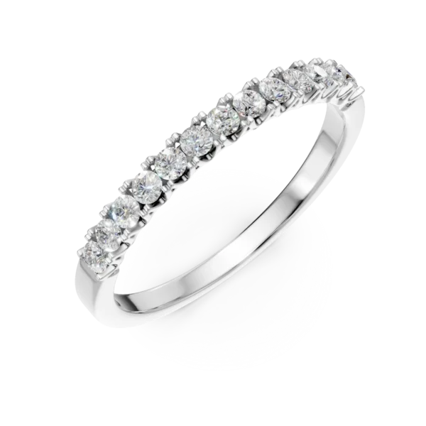 Inel semieternity din aur alb cu diamante de 0.2ct