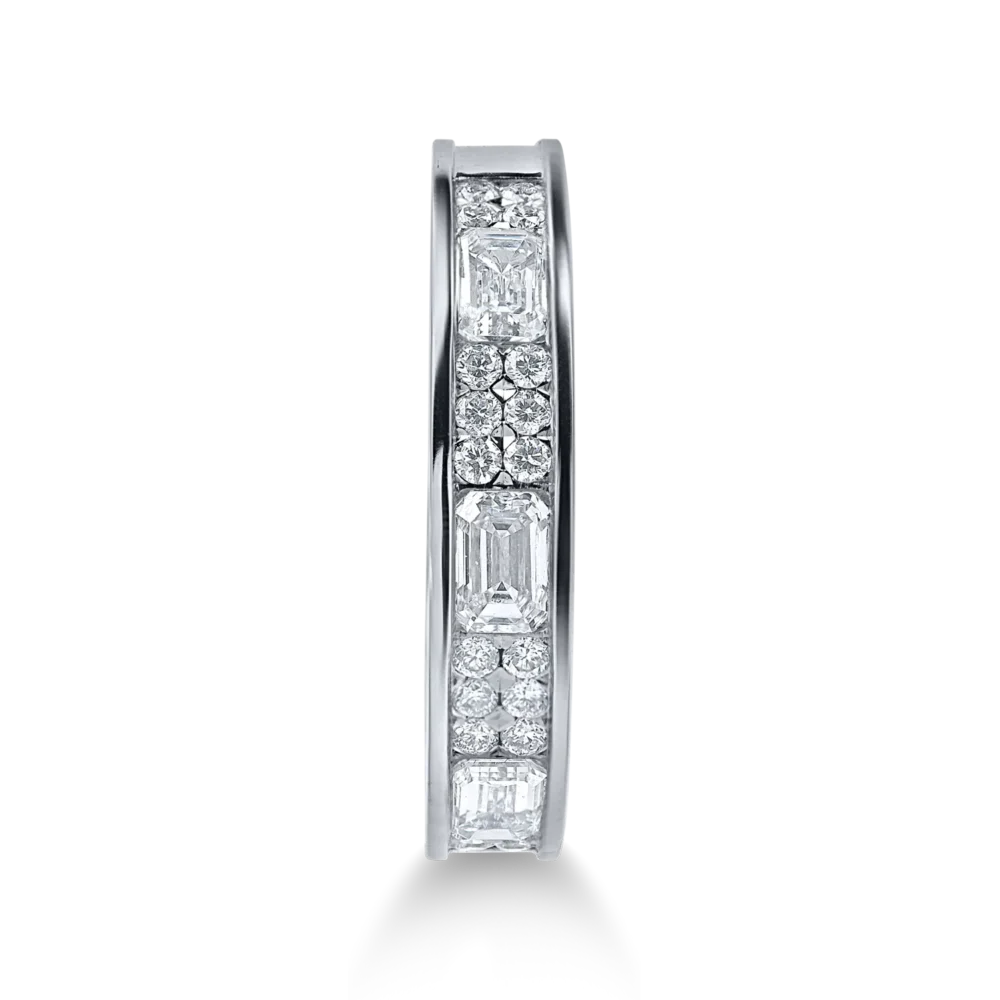 Inel semieternity din aur alb cu diamante emerald si rotunde de 0.8ct - imagine 2