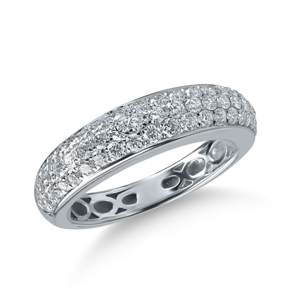 Inel semieternity din aur alb cu diamante de 0.9ct