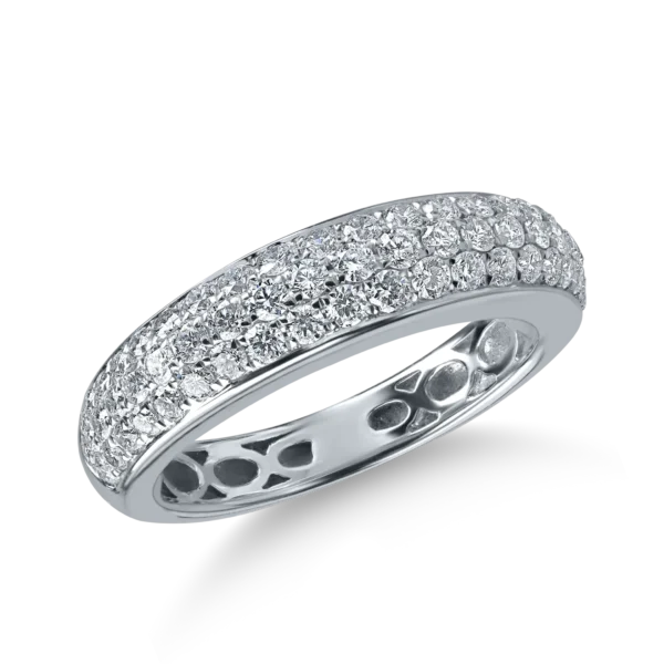 Inel semieternity din aur alb cu diamante de 0.9ct