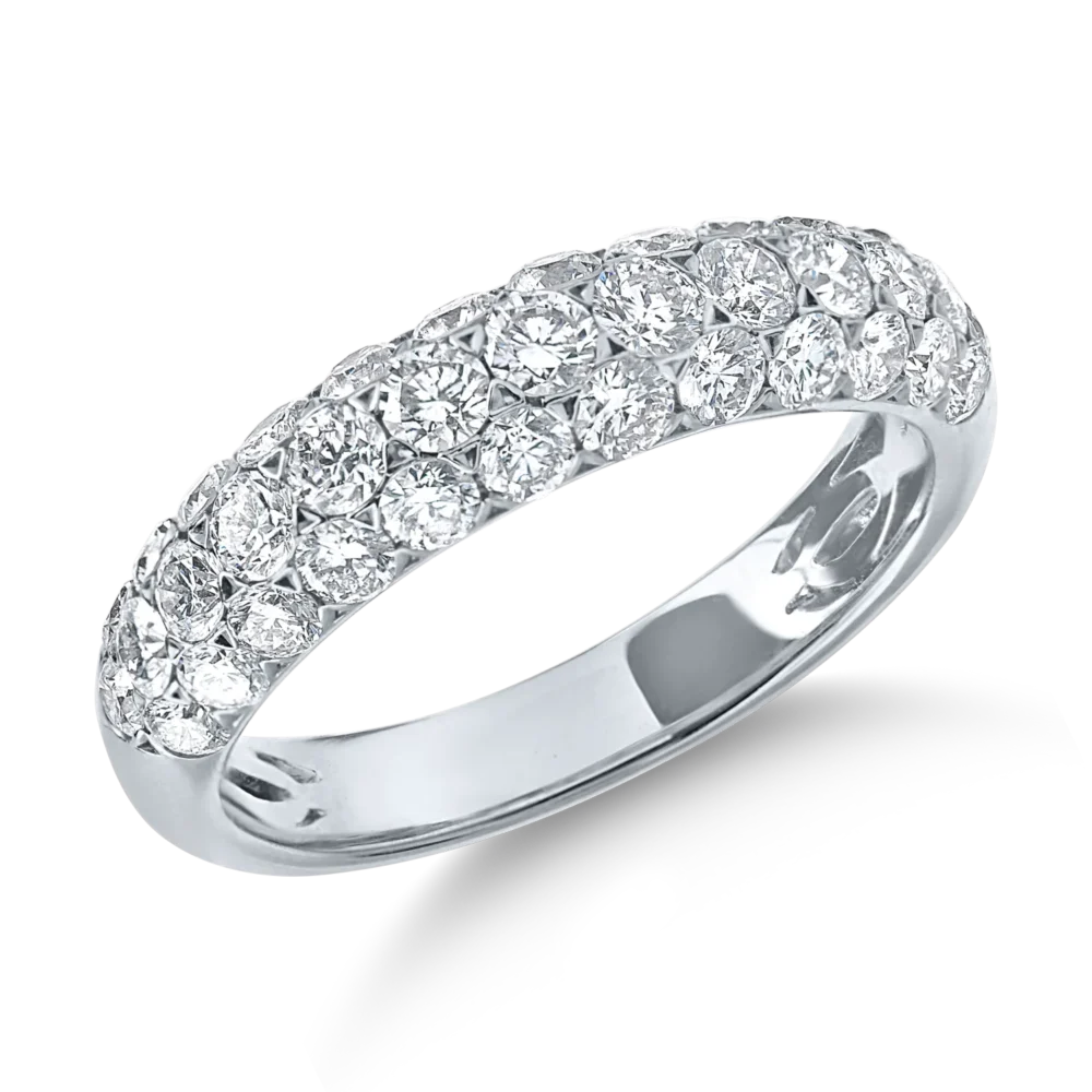 Inel semieternity din aur alb cu diamante de 1.4ct