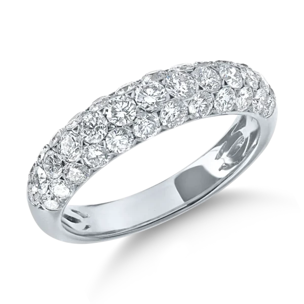 Inel semieternity din aur alb cu diamante de 1.4ct