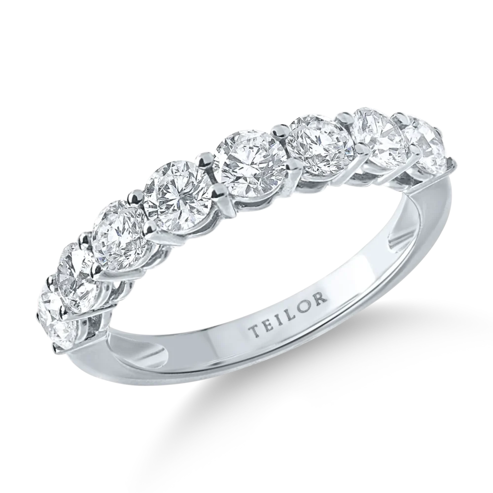 Inel semieternity din aur alb cu diamante de 1.5ct