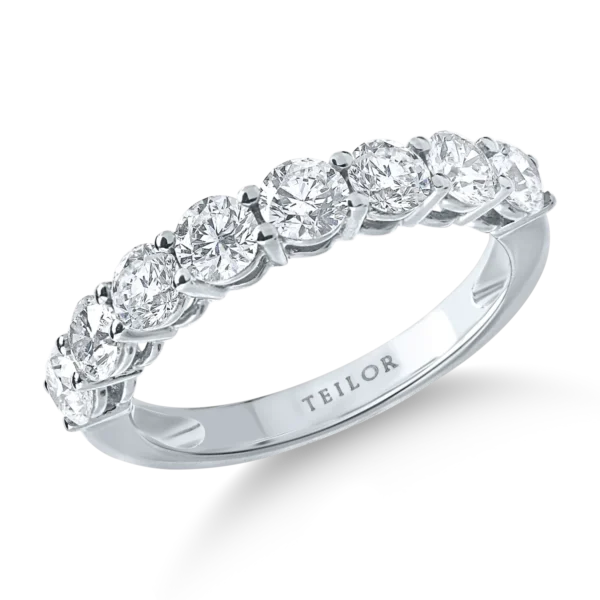 Inel semieternity din aur alb cu diamante de 1.5ct