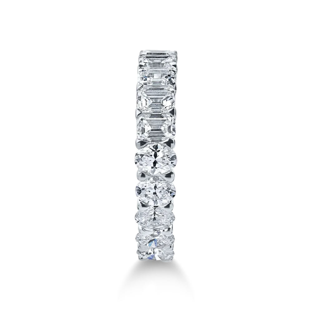 Inel semieternity din aur alb cu diamante emerald si ovale de 1.6ct - imagine 2