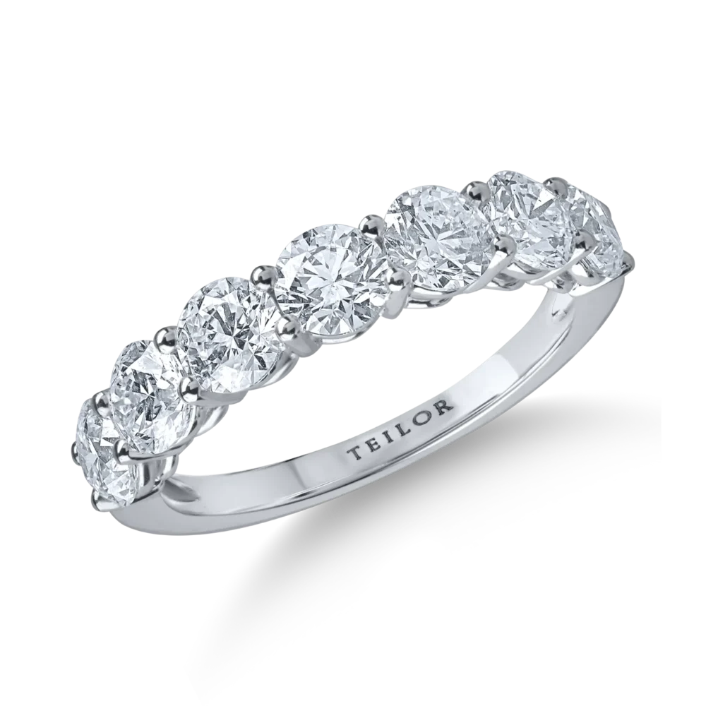 Inel semieternity din aur alb cu diamante de 2.1ct