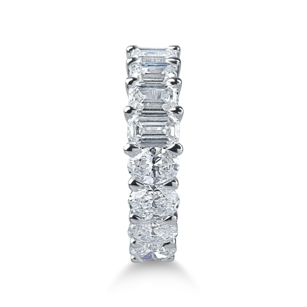 Inel semieternity din aur alb cu diamante emerald si ovale de 2.2ct - imagine 2