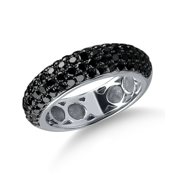 Inel semieternity din aur alb cu diamante negre de 1.6ct