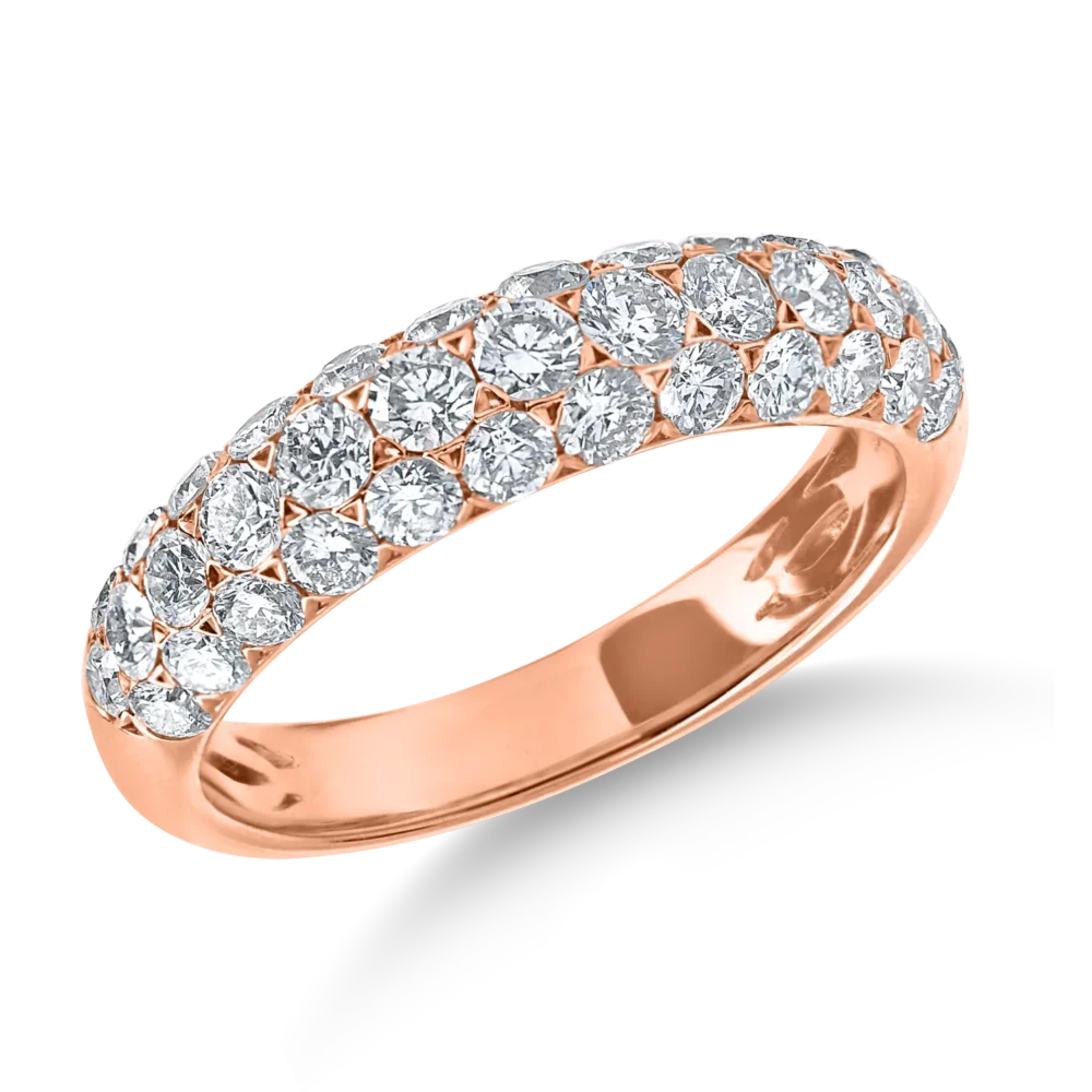 Inel semieternity din aur roz cu diamante de 1.4ct