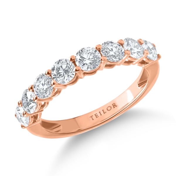 Inel semieternity din aur roz cu diamante de 1.5ct