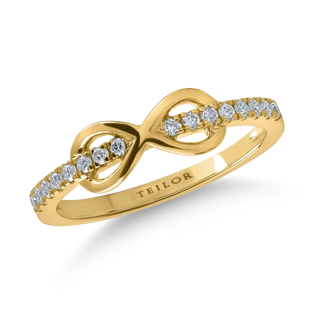 Inel cu infinit din aur galben cu diamante de 0.1ct