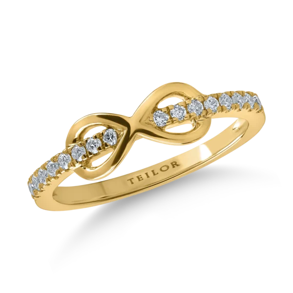 Inel cu infinit din aur galben cu diamante de 0.1ct