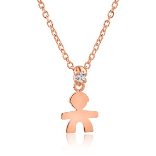 Lant cu pandantiv baietel din aur roz