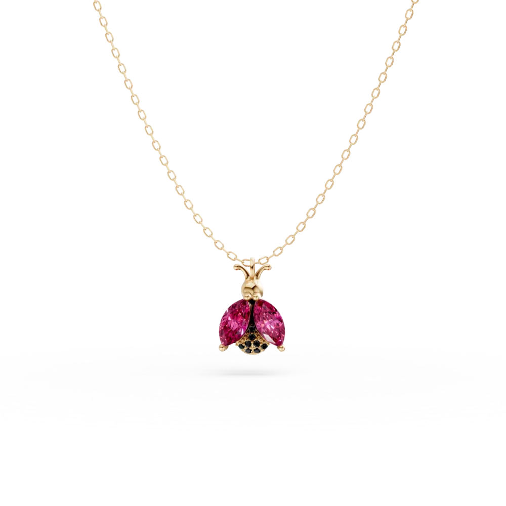 Lant cu pandantiv buburuza din aur galben