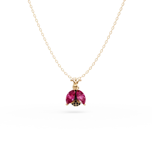 Lant cu pandantiv buburuza din aur galben