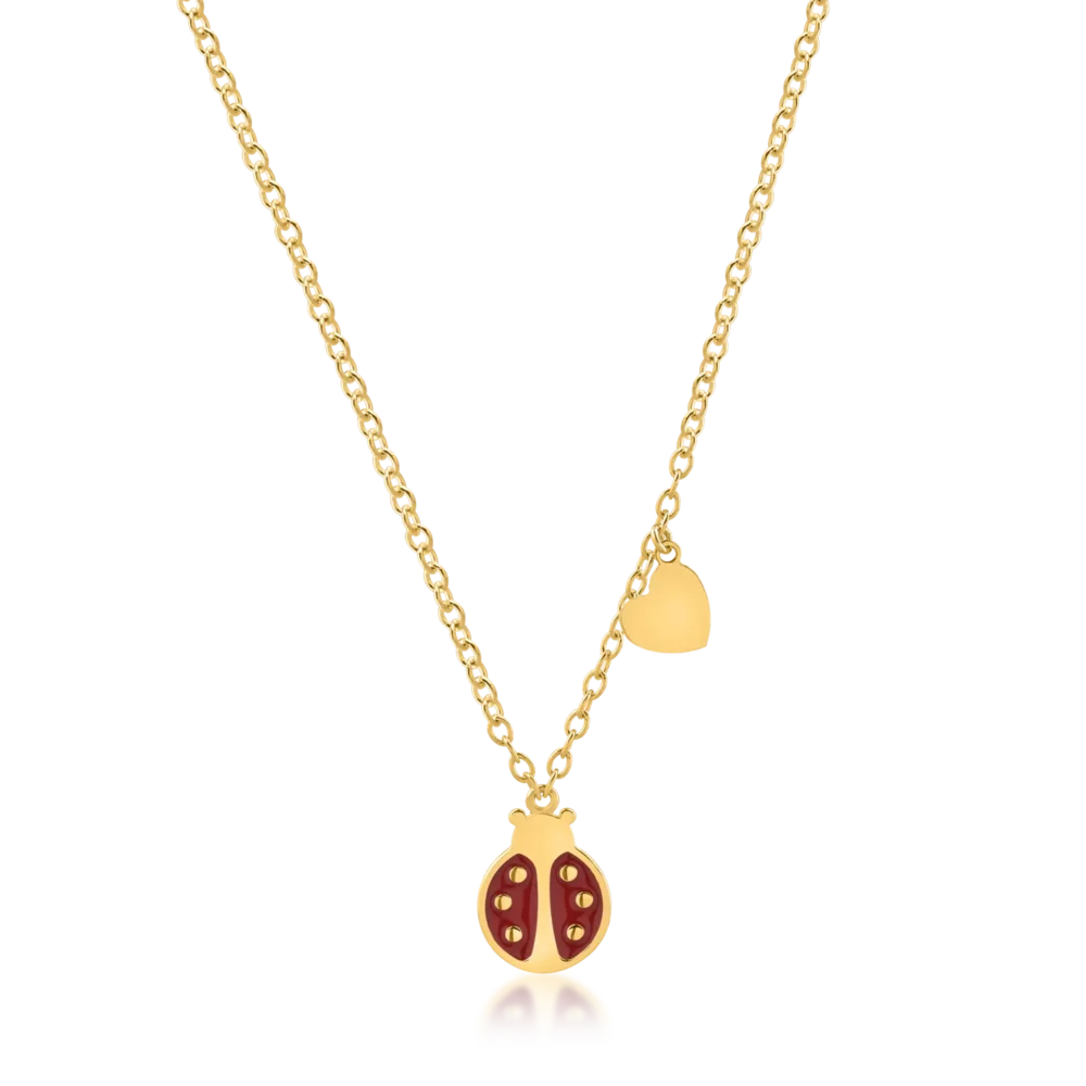 Lant cu pandantiv buburuza din aur galben