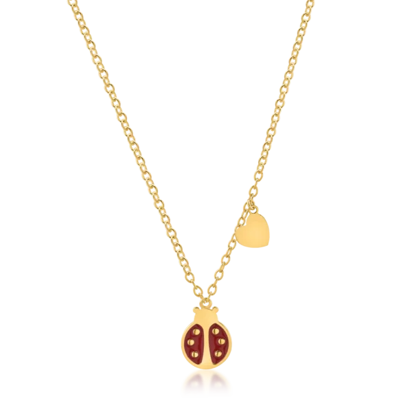 Lant cu pandantiv buburuza din aur galben