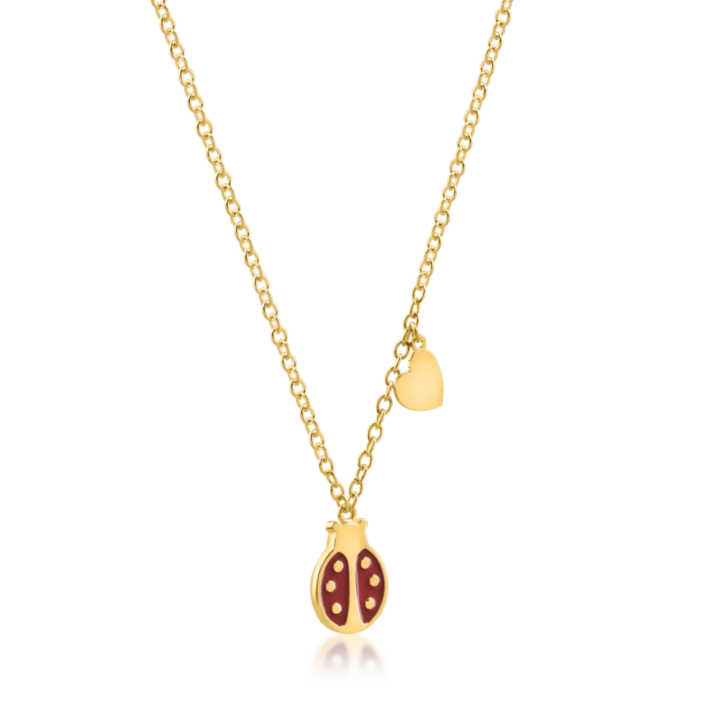 Lant cu pandantiv buburuza din aur galben - imagine 2