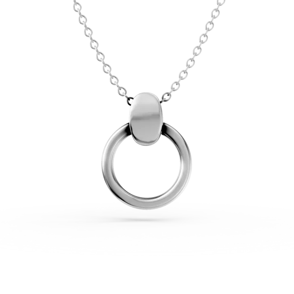 Lant cu pandantiv cerc din aur alb