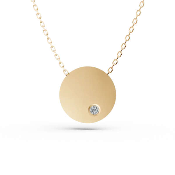 Lant cu pandantiv cerc din aur galben si diamant de 0.005ct
