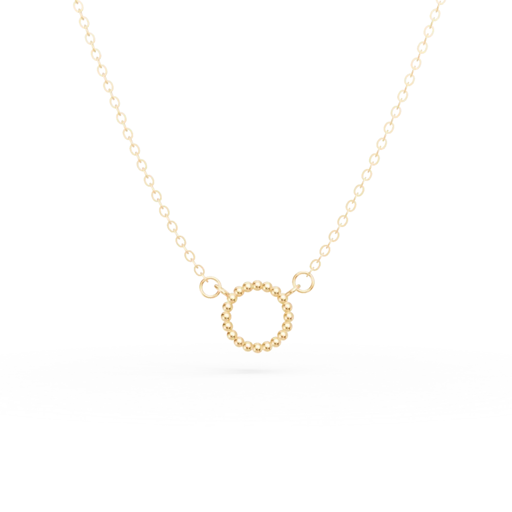 Lant cu pandantiv cerc din aur galben