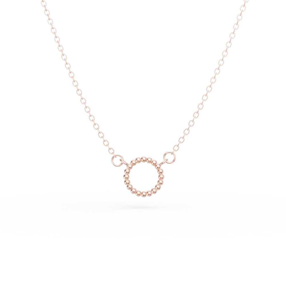 Lant cu pandantiv cerc din aur roz