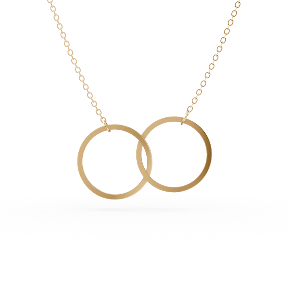 Lant cu pandantiv cercuri din aur galben