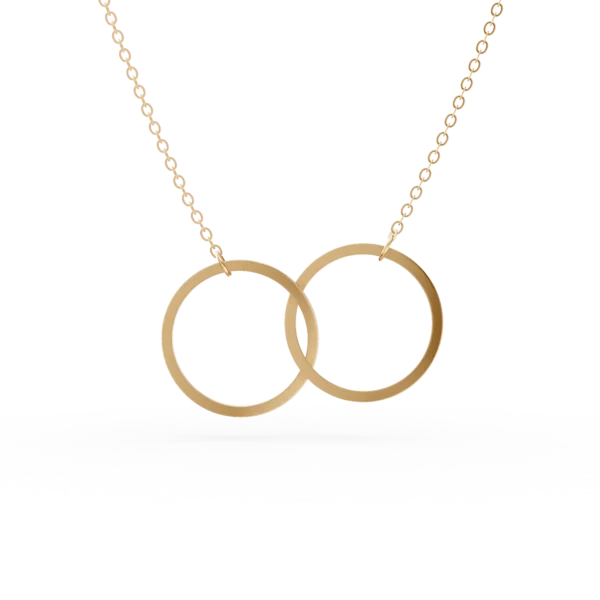 Lant cu pandantiv cercuri din aur galben