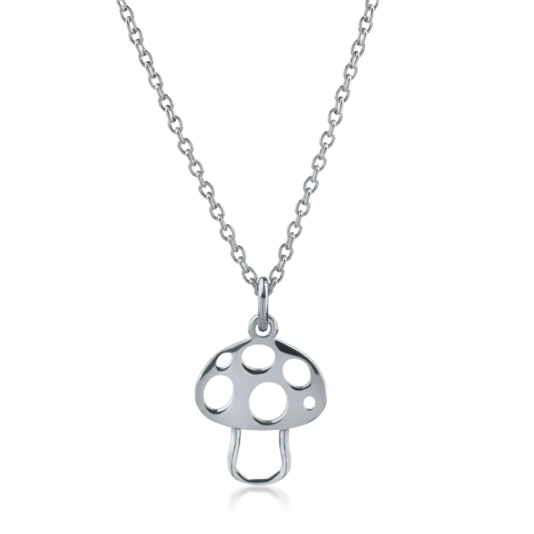 Lant cu pandantiv ciupercuta din aur alb pentru copii