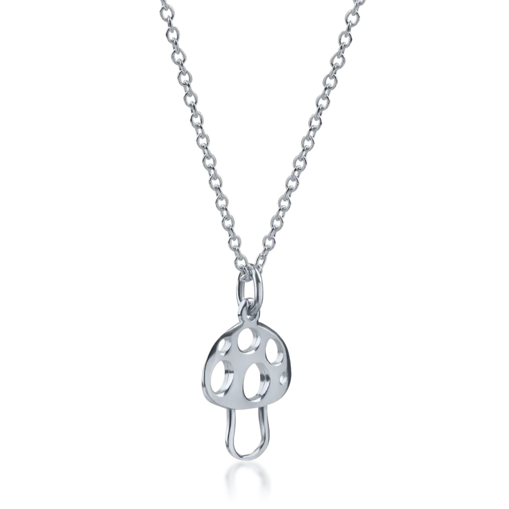 Lant cu pandantiv ciupercuta din aur alb pentru copii - imagine 2