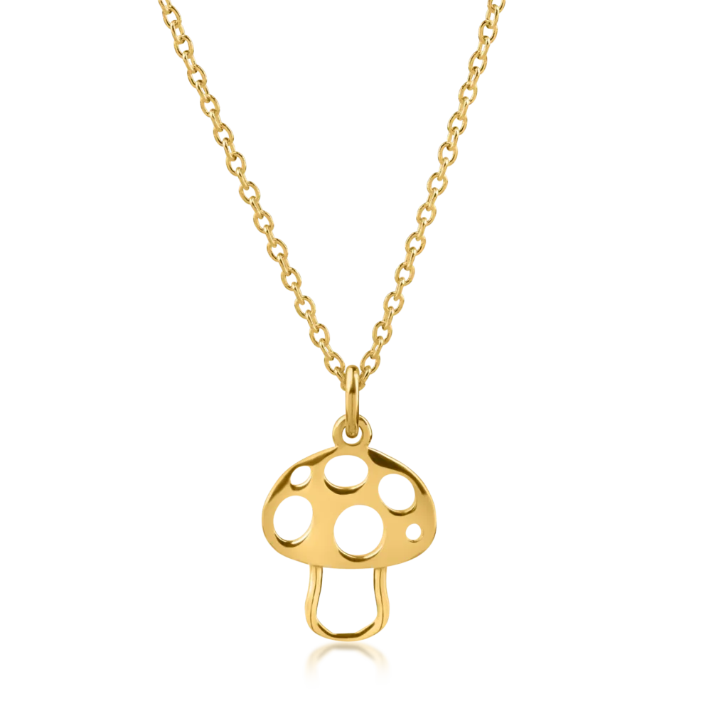 Lant cu pandantiv ciupercuta din aur galben pentru copii