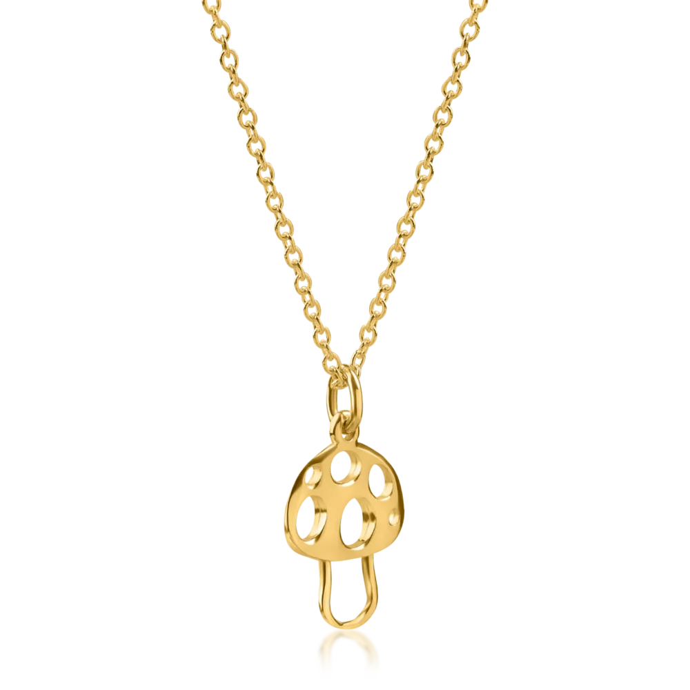 Lant cu pandantiv ciupercuta din aur galben pentru copii - imagine 2