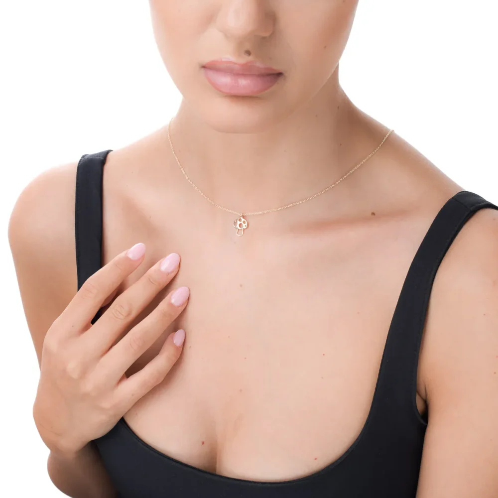 Lant cu pandantiv ciupercuta din aur galben pentru copii - imagine 3