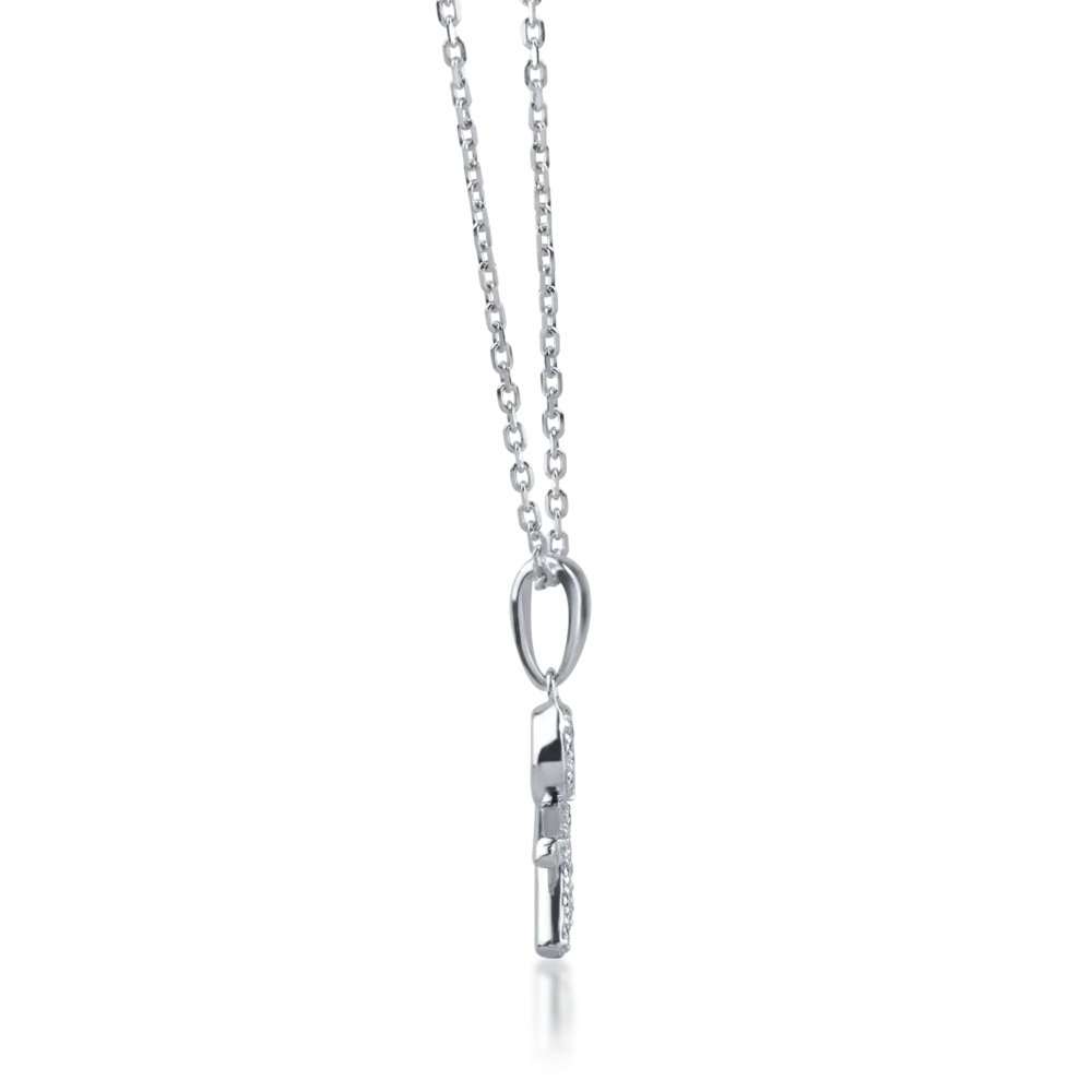 Lant cu pandantiv copil din aur alb cu diamante de 0.11ct - imagine 3