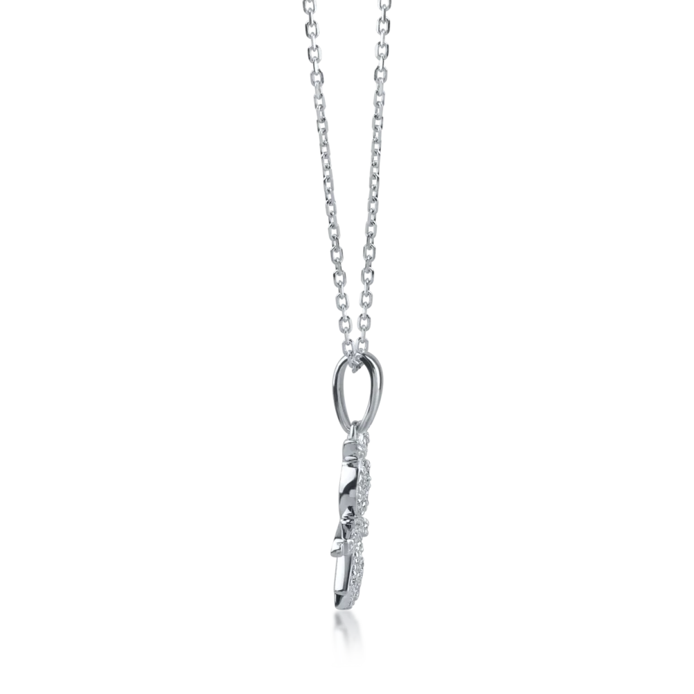 Lant cu pandantiv copil din aur alb cu diamante de 0.11ct - imagine 3