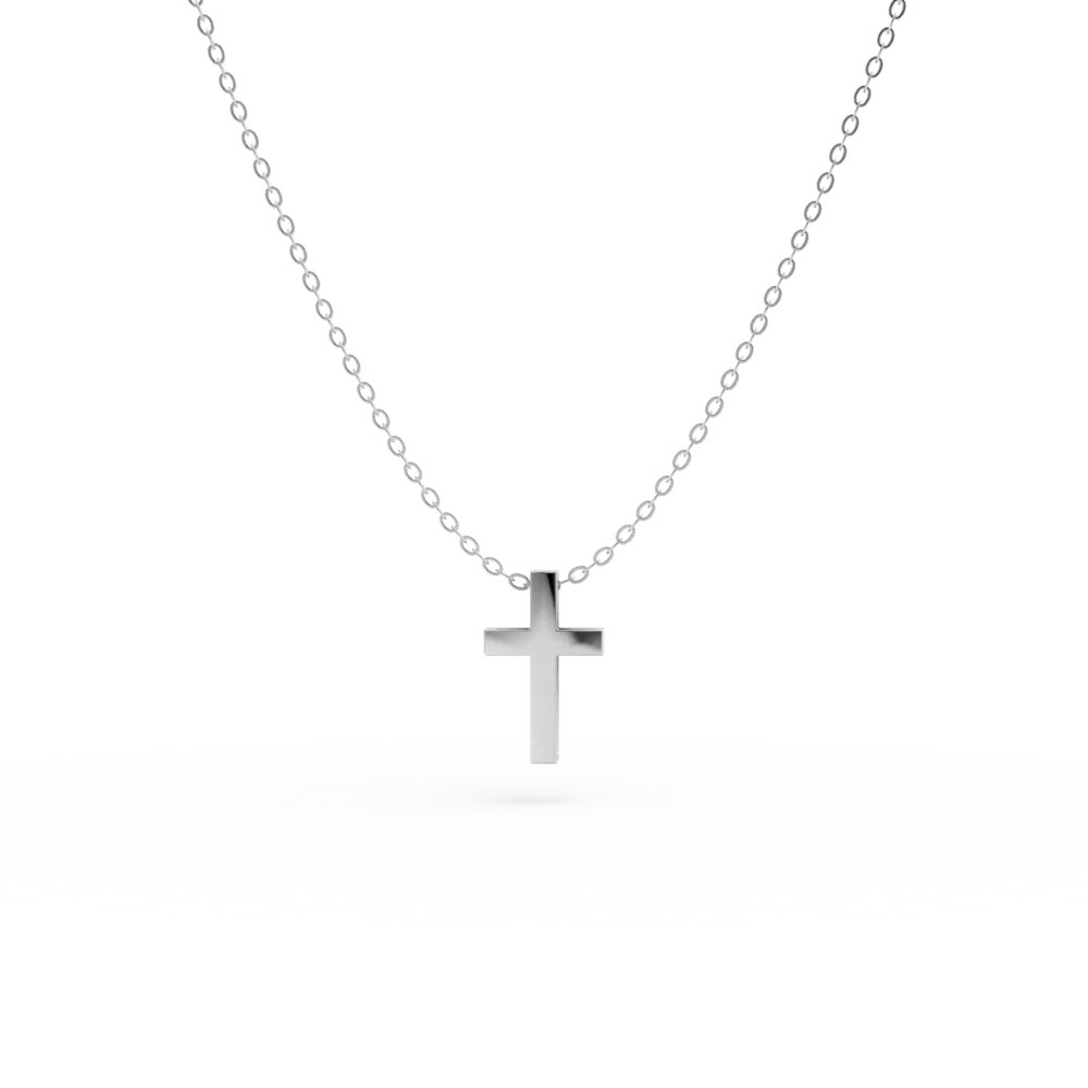 Lant cu pandantiv cruce din aur alb