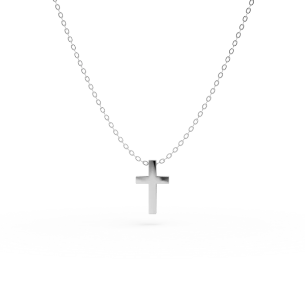 Lant cu pandantiv cruce din aur alb