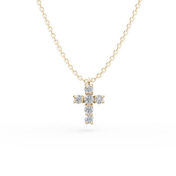 Lant cu pandantiv cruce din aur galben cu diamante de 0.2ct