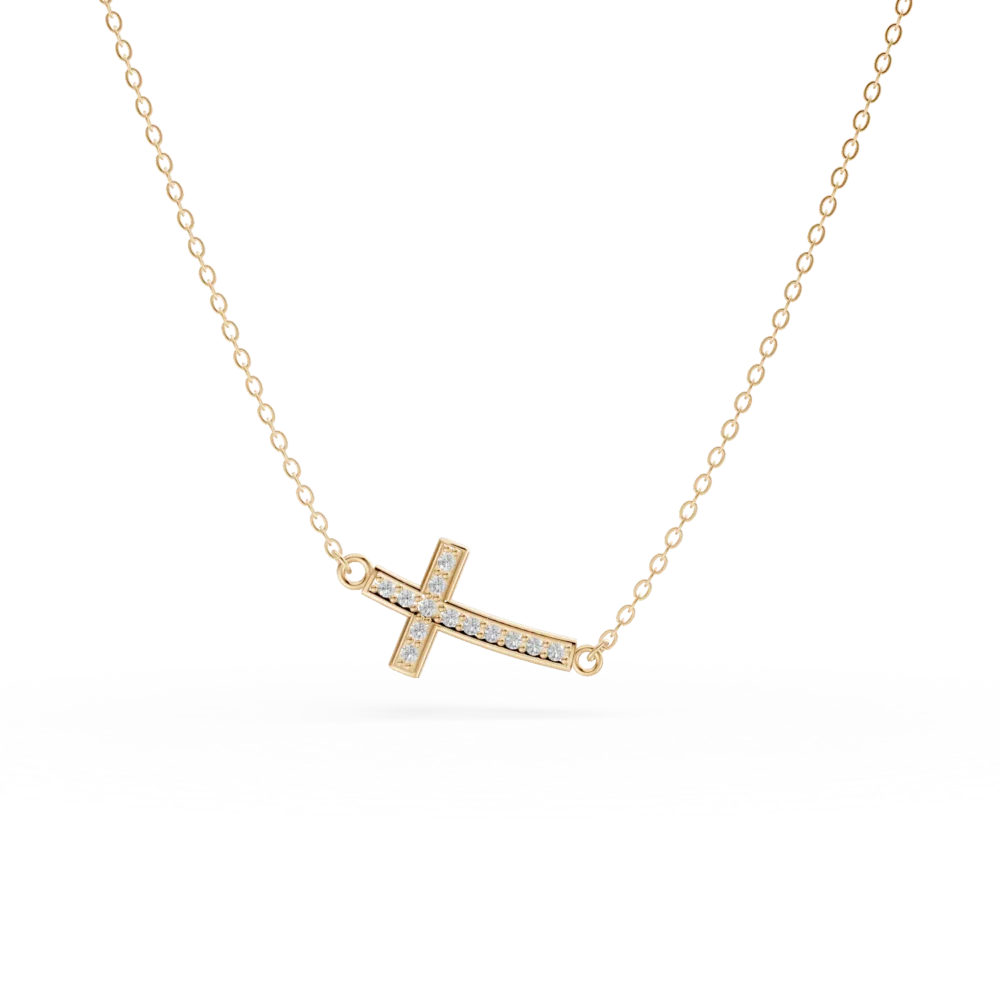 Lant cu pandantiv cruce din aur galben