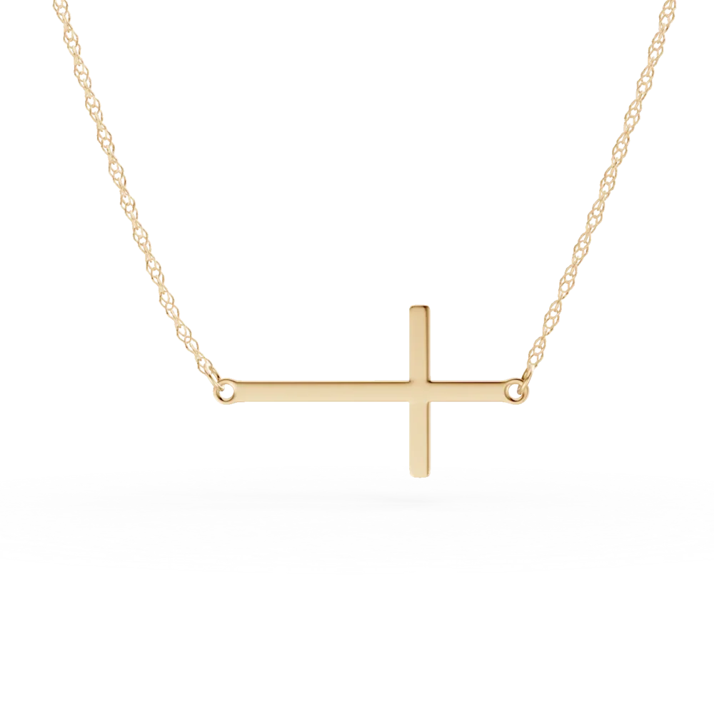 Lant cu pandantiv cruce din aur galben