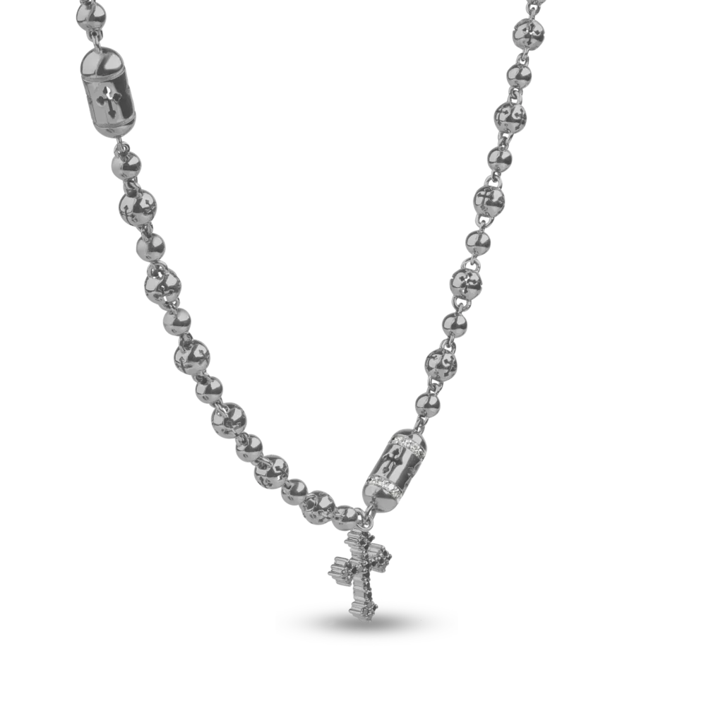 Lant cu pandantiv cruce din aur negru cu diamante transparente de 0.35ct si diamante negre de 0.17ct - imagine 3